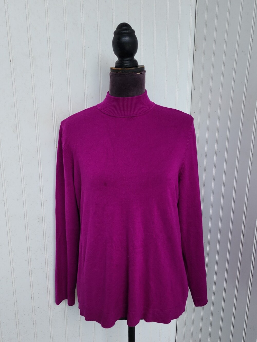 CHICO’S Size 2 (L) Sweater Mock Neck Purple Rayon Nylon Soft Stretch Career